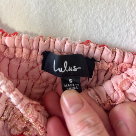 Lulu’s Pink & Gold Crop Top Size Small - Picture 5 of 5